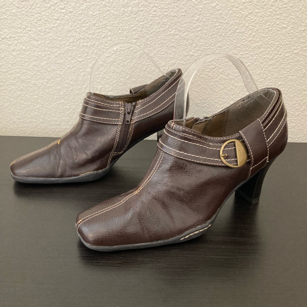 Aerosoles Brown Low Top Zip Up Ankle Boots Booties Size 7